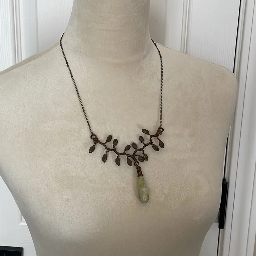 Bronze-Tone Necklace‎ with Stone Pendant